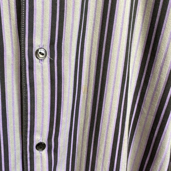 Robert Graham Men's L Gray Black Purple Striped Contrast Cuff Button Down Shirt‎ - Picture 4 of 11